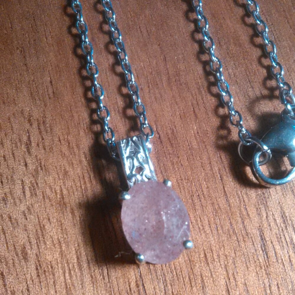 Cherry Tanzurine Sterling Silver Pendant Stainless Steel Necklace